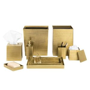 New Design Luxury Golden Bathroom <b>Set</b> With <b>Soap</b> Dispenser & Tray Tissue Holder Quality & Boxes Customize Size & Shape <b>Set</b> of 7 - Product Image 5