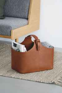 Panier de rangement en cuir avec poignées, organisateur en cuir, panier cadeau pour la salle de sport, le pique-nique, le rangement à domicile, organisation multi-usages, faible coût - Product Image 5