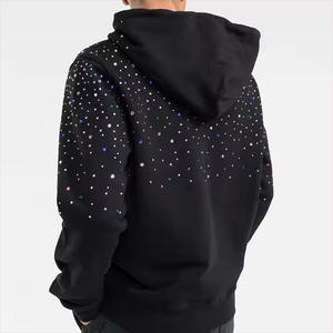 Alta calidad personalizado colorido diamante algodón mezclado pulóver hombres sudaderas peso pesado diamantes de imitación adornado sudaderas con capucha - Product Image 3