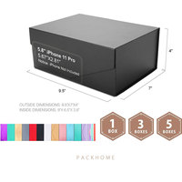 Boîtes cadeaux noires mates 9x6,5x3,8 pouces avec couvercles magnétiques, emballage rectangulaire pliable pour témoin de mariage, gaufrage et pelliculage mat