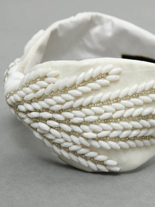 Bandeau unisexe traditionnel écologique fait à la main Radha Krishna broderie perlée conception de paillettes vie quotidienne ethnique noué rembourré - Product Image 5