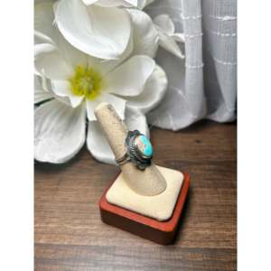 Navajo-<b>Crafted</b> Sonoran Mountain Turquoise & Sterling Silver Ring Cultural Collectible Jewelry Size 7.75 - Product Image 2
