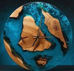 Reloj de pared de madera epoxi verde decorativo para el hogar de diseño moderno de alta calidad único para el hogar y las oficinas última colección - Product Image 6
