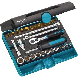 Jeu de clés à douilles HAZET 30 pièces, embout 1/4 pouce, tailles 4-14 mm, 90 dents, 6 points, kit d'outils - Product Image 1