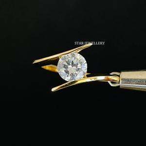 14K oro sólido 1,00 Ct redondo moissanita diamante solitario anillo de compromiso, corte redondo moissanita diamante solitario anillo de diamante - Product Image 5