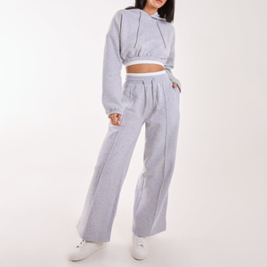 Pantalon de survêtement à capuche oversize French Terry Wide Straight Contrast Waistband Drawstring Eco-Friendly Winter - Product Image 1