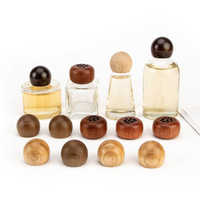 Fabricante de madera, tapa de fragancia de lujo personalizada, forma de cubierta de Perfume de madera, tapa de Perfume de madera, botella de Spray con tapa de ceniza