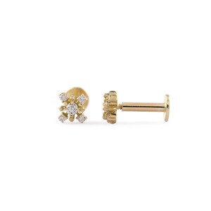 Gran oferta estilo tachuelas 18K oro amarillo sólido pendientes copo de nieve diamantes naturales tachuelas Mini espalda plana pendientes producibles en 10K/14K - Product Image 2
