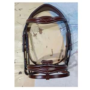 Bride de cheval en cuir faite à la main demi-muserolle durable licou équestre pour l'équitation et l'entraînement - Product Image 5