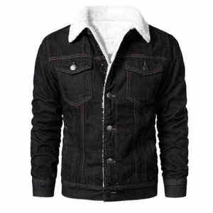 Surdimensionné hiver hommes veste en jean épais sherpa doublé bleu jean manteau pour vêtements de mode style de rue chaud manteau décontracté - Product Image 1