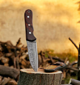 Cuchillo de Caza y Camping Personalizable de Acero Damasco con Alto Contenido de Carbono, Mango de Madera OEM para Bushcraft - Product Image 3