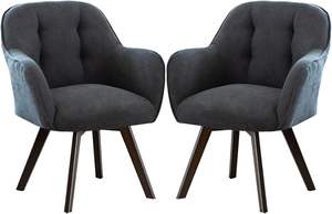 Sillas de comedor modernas y cómodas de madera negra con respaldo curvo grueso tapizado de Metal para el hogar sala de estar cocina uso - Product Image 2