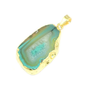 Colgante de Ágata Clásico y Elegante con Forma de Gema, Chapado en Oro de 24K, Joyería de Latón para Mujer, Venta al por Mayor - Product Image 2