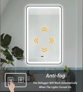 intelligenter touchscreen led licht drei-ton-licht make-up spiegel hängend nebelfrei HD quadratischer badezimmer-spiegel