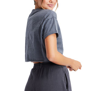 เสื้อยืดผ้าฝ้ายบ็อกซี่สำหรับผู้หญิงเสื้อยืดธรรมดาทรงสูงผ้าฝ้าย100สูง230แกรมซักด้วยกรดไซส์ใหญ่พิเศษ - Product Image 4