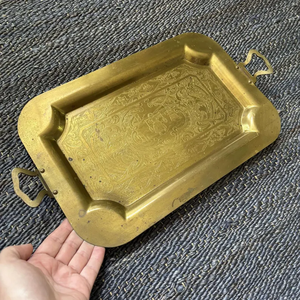 ถาดเสิร์ฟทองเหลืองมาใหม่ผิวเรียบเหมาะสำหรับขนมและเครื่องดื่มชากาแฟ - Product Image 1