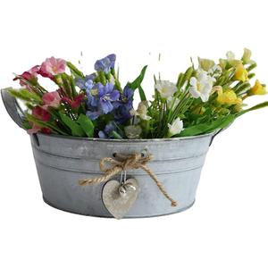 Bac à fleurs rond galvanisé en fer aspect royal avec poignée pour décoration intérieure et extérieure Bac à plantes fait main - Product Image 6