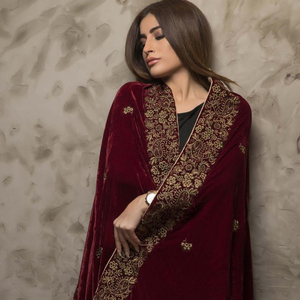 Hot Velvet Velour Beautiful Color Fully <b>Embroidered</b> Pakistani <b>Shawl</b> Wedding and Part Heavy Weight Warm Long Printed <b>Shawl</b> Custom - Product Image 3