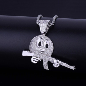 ทอง18K 925จี้รูปปืนจี้รูปใบหน้า Ak47เงินสร้อยคอจี้เพชรโมอิสและจี้เสน่ห์ - Product Image 5