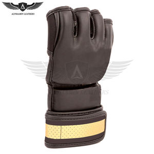 ถุงมือชกมวย MMA หนัง PU แบบครึ่งนิ้ว บริการ OEM ผลิตเองได้ คุณภาพดี ดีไซน์โดดเด่น ขอบแดง ผู้ผลิตที่เชื่อถือได้ - Product Image 2