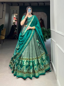 Top Quality Tussar Silk Indian Traditional <b>lehenga</b> choli Printed With Foil Work At <b>Cheap</b> Rate For Sale - Product Image 2