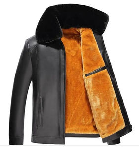 Veste en cuir élégante pour homme, style urbain, avec logo frontal, col montant, vêtement d'extérieur haut de gamme pour l'hiver, respirant, séchage rapide, coupe confortable - Product Image 5