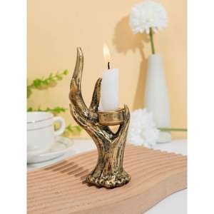 Portavelas de aluminio de lujo, centro de mesa con acabado dorado para mesa de café, recepción de bodas o eventos de celebración festiva - Product Image 5