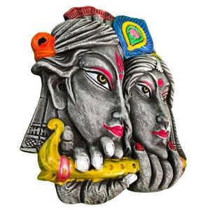 Mukherjee Artisanat Artisanat-Fer forgé Terracotta Tenture murale Pièce maîtresse Luxe-Design traditionnel Abstrait Radha Krishna - Product Image 3