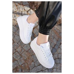 Colore bianco, pelle, altezza tacco 4 cm, suola in poliestere, Design semplice ed elegante Casual da donna Sneaker