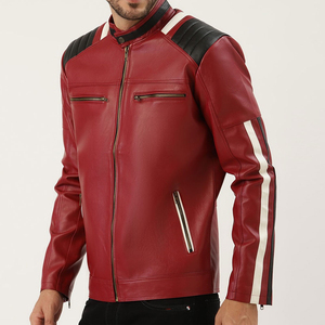 Chaqueta de cuero para hombre de traje de moda de diseño adecuado de fábrica, chaqueta de cuero de motorista para hombre de estilo único a bajo precio - Product Image 1