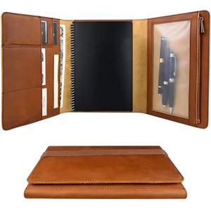 High Quality Custom <b>A4</b> Size Leatherette Portfolio Engraved Business Document <b>Folder</b> Zipper Pad Travel France FD0000088 - Product Image 3