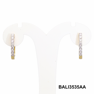 Luxury 14K Gold Rhodium Plated Huggie Earrings for Women Natural Diamond Round Brilliant Cut Hoop Design Elegant - Product Image 2