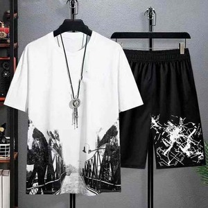 Ensemble pour hommes short deux pièces t-shirt fabricant Streetwear logo personnalisé été décontracté pantalon 2 pièces chemise homme sublimée personnalisée - Product Image 6