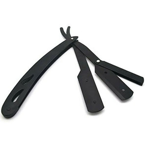 มีดโกนหนวดตรงขอบตรงสีดำด้านสำหรับช่างตัดผมมืออาชีพ - Product Image 2