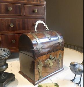 Antique Look Wooden and Brass Bound Hinged Scent <b>Bottle</b> Casket Box <b>Vintage</b> Style Decorative Storage Case for <b>Perfume</b> <b>Bottles</b> - Product Image 2