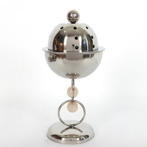 เตาเผาบัคฮูร์สแตนเลสสตีลหรูหรา พร้อมขาตั้งและฝาปิดแบบมีรู  เตาเผาอูดแบบอาหรับ ของตกแต่งบ้านเพื่อความหอมอันสง่างาม - Product Image 1