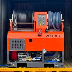 AMJET 70Lpm 200Bar 가솔린 고압 청소 기계 하수도 청소 기계 파이프라인 청소 기계