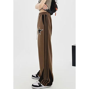 Pantalones de chándal holgados con parche de estrellas de moda de otoño al por mayor, pantalones de calle para hombre, Pantalones rectos sueltos para hombre - Product Image 4