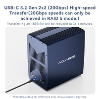 Boîtier RAID en aluminium USB-C vers SATA 20 Gbit/s à 5 baies pour disques durs 2,5/3,5 pouces avec 6 modes RAID