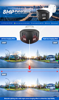 Caméra IP POE panoramique à double objectif 4K 8MP avec vue à 180 degrés, double éclairage, audio bidirectionnel et emplacement pour carte SD