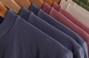 Chemise à col rond à manches courtes pour hommes 100% coton tricoté à la mode personnalisée T-Shirt décontracté de haute qualité Logo avant Motif solide - Product Image 3