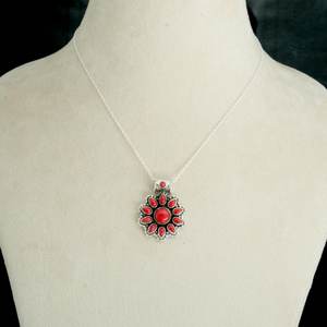 Collar con colgante de plata de ley 925, joyería de Coral Natural con collar de compromiso de platino y oro, regalo para ella - Product Image 3