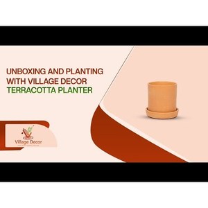 Décor de village Jardinière cylindrique en terre cuite de 4 pouces de diamètre avec plateaux pour affichage de jardin - Product Image 3