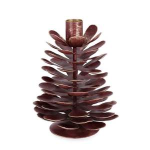 Porte-bougie conique doré à motif de baies de Noël, en métal rustique, décoration de table pour l'hiver, vente en gros, fête de Noël, support de bougie floral - Product Image 6