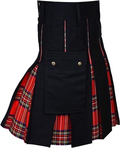 Écossais pour hommes Kilt mode décontracté rétro Style écossais poche jupe plissée personnalité traditionnelle Kilts motif à carreaux jupes - Product Image 2