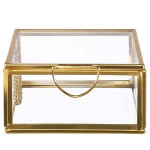 Timeless Brass and Glass Jewelry <b>Box</b> Rectangle Shape with Secure Closures and Vintage Look for Storing Precious Items - Product Image 4
