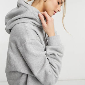 Sudaderas con capucha para mujer, ropa de otoño para mujer, 100%, algodón orgánico, Unisex, traje de sudor liso de gran tamaño, Sudadera con cuello redondo en relieve, Jersey - Product Image 3