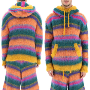 Hommes à la mode partout imprimer doux Mohair à capuche en gros hiver chaud pull confortable Mohair Hoodies - Product Image 4