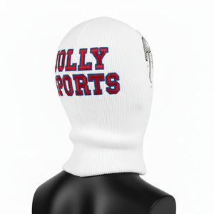 Pasamontañas de Punto Acanalado de Alta Calidad de 320 g/m², Color Blanco con Parche de Bordado de Diamantes de Imitación Brillantes, Logotipo Personalizado, para Hombre - Product Image 2