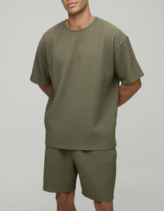 Conjunto de camiseta de 2 piezas al por mayor de OEM, atuendo informal de verano personalizado de algodón ligero de alta calidad para lona sólida 220 gramos TT - Product Image 4